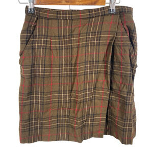 Breeches Plaid Skirt 8 Wool Brown Plaid Check Mini Short Academia Preppy Vintage